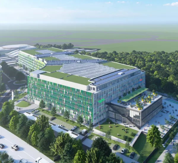 futuristischer campus von oben